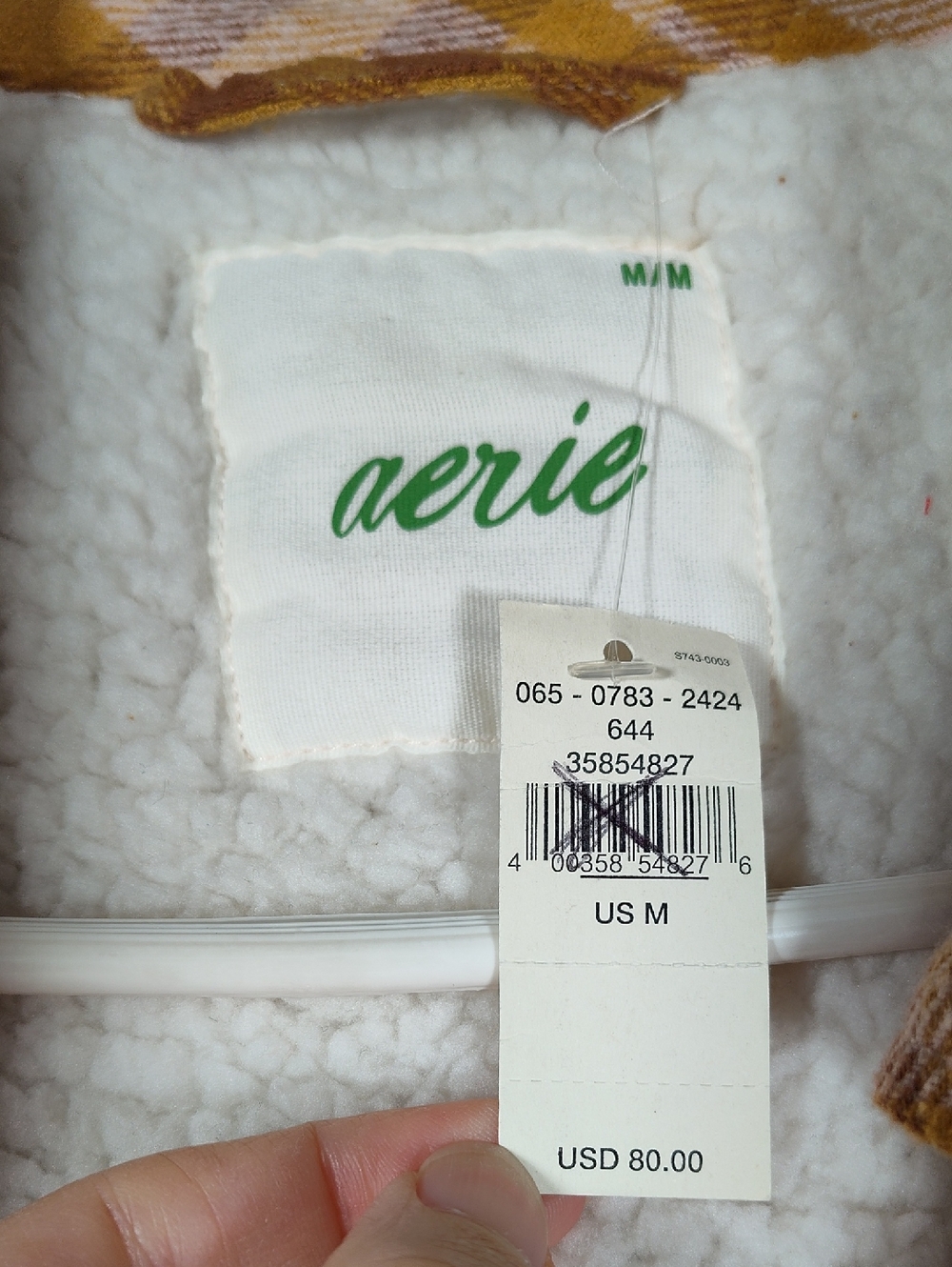 NWT Aerie oversized sherpa-lined plaid flannel shirt jacket M - Picture 10 of 12